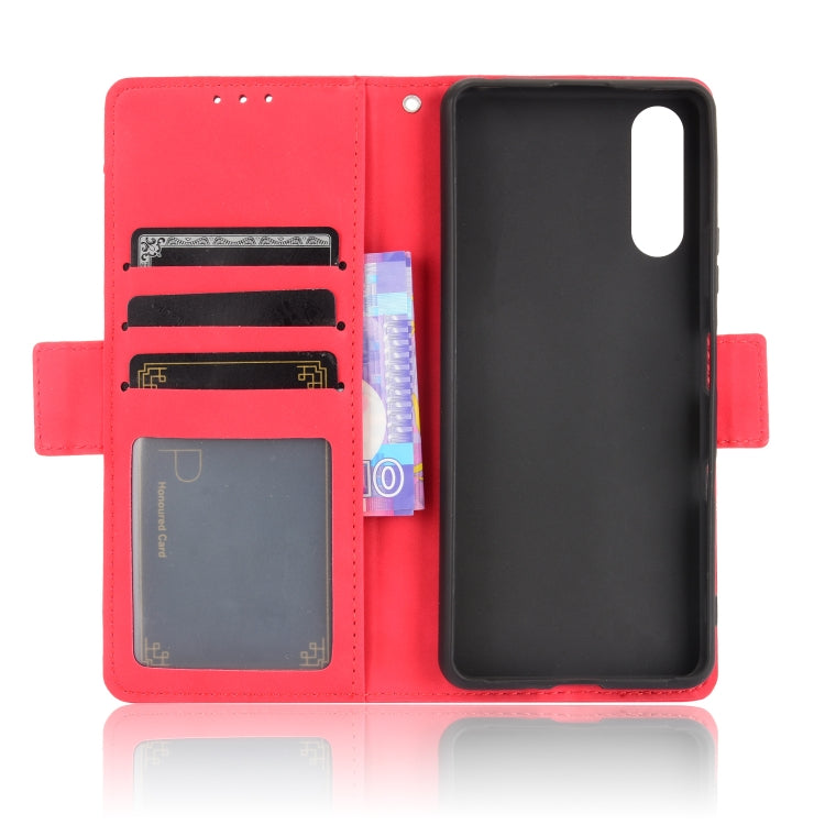 For Sony Xperia 10 III Skin Feel Calf Pattern Horizontal Flip Leather Case with Holder & Card Slots & Photo Frame