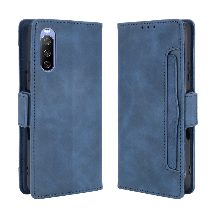 For Sony Xperia 10 III Skin Feel Calf Pattern Horizontal Flip Leather Case with Holder & Card Slots & Photo Frame