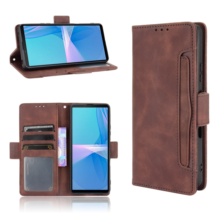 For Sony Xperia 10 III Skin Feel Calf Pattern Horizontal Flip Leather Case with Holder & Card Slots & Photo Frame