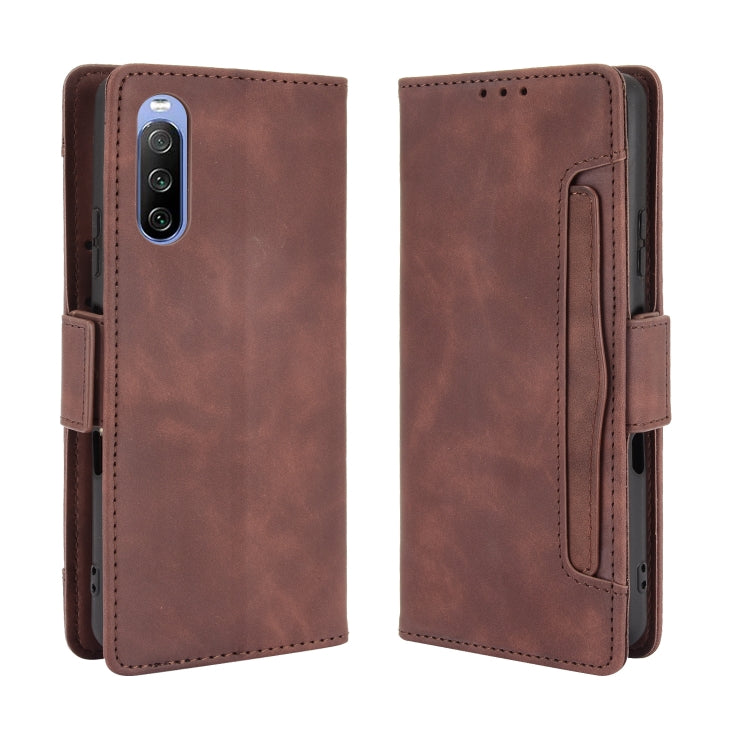 For Sony Xperia 10 III Skin Feel Calf Pattern Horizontal Flip Leather Case with Holder & Card Slots & Photo Frame