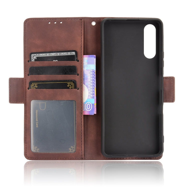 For Sony Xperia 10 III Skin Feel Calf Pattern Horizontal Flip Leather Case with Holder & Card Slots & Photo Frame