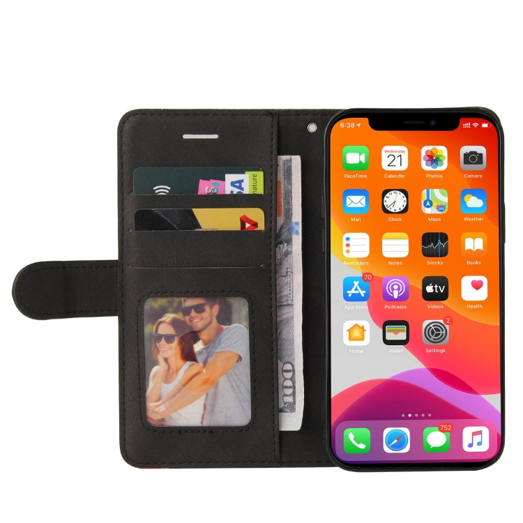 For iPhone 13 Pro Max Dual-color Splicing Horizontal Flip PU Leather Case with Holder & Card Slots & Wallet