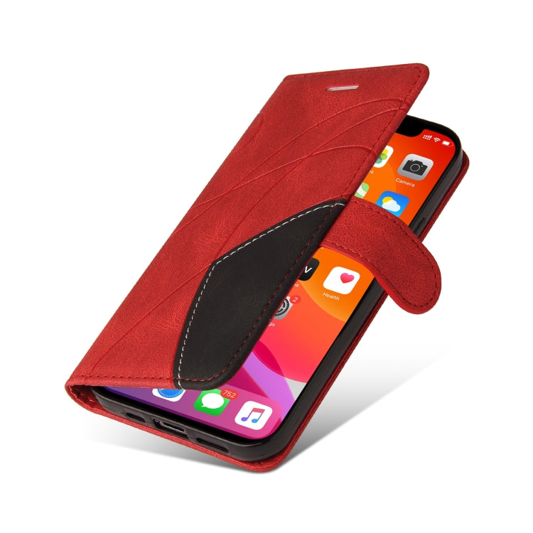 For iPhone 13 Pro Max Dual-color Splicing Horizontal Flip PU Leather Case with Holder & Card Slots & Wallet