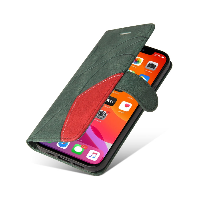 For iPhone 13 Pro Max Dual-color Splicing Horizontal Flip PU Leather Case with Holder & Card Slots & Wallet