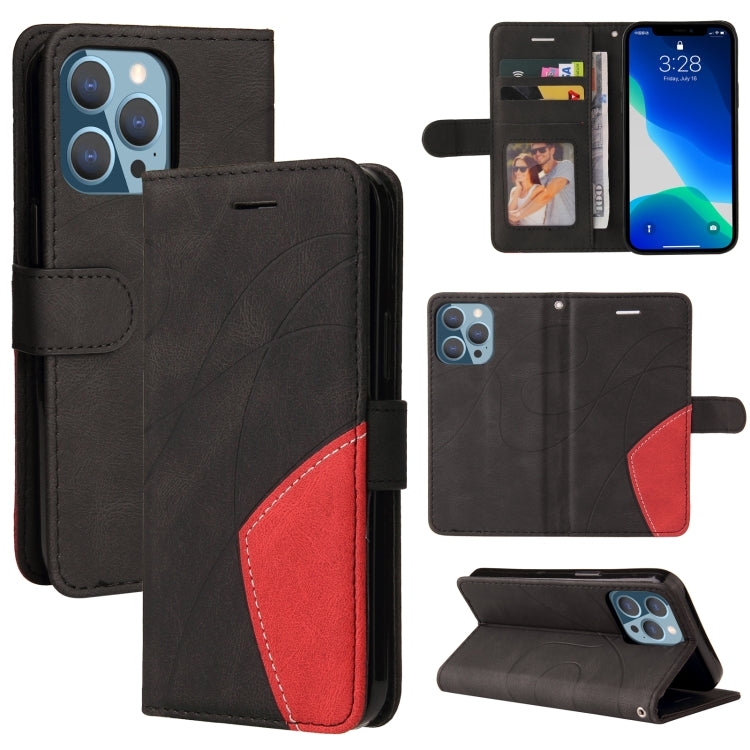 For iPhone 13 Pro Dual-color Splicing Horizontal Flip PU Leather Case with Holder & Card Slots & Wallet
