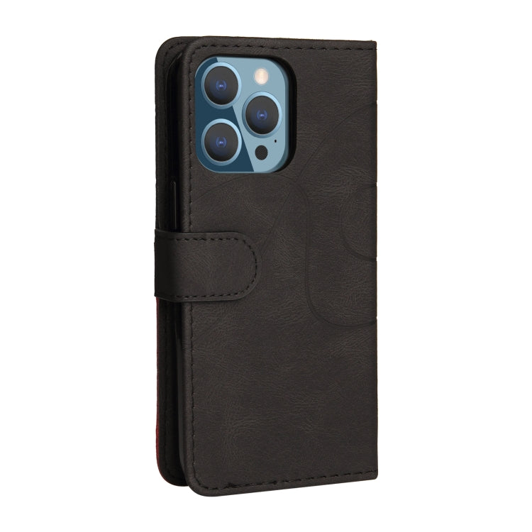 For iPhone 13 Pro Dual-color Splicing Horizontal Flip PU Leather Case with Holder & Card Slots & Wallet