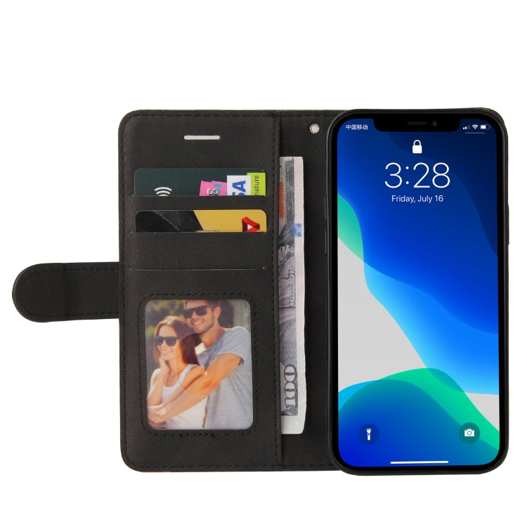 For iPhone 13 Pro Dual-color Splicing Horizontal Flip PU Leather Case with Holder & Card Slots & Wallet