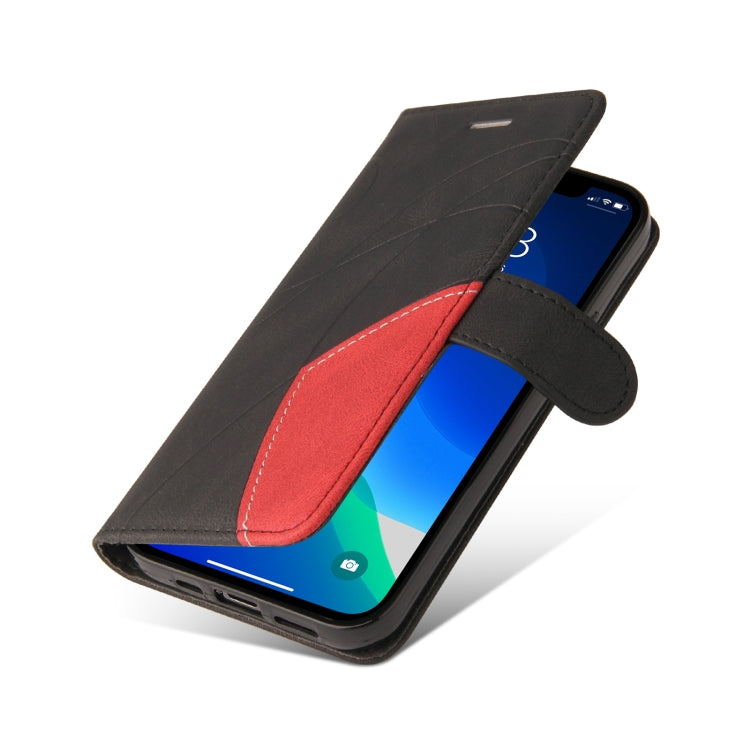 For iPhone 13 Pro Dual-color Splicing Horizontal Flip PU Leather Case with Holder & Card Slots & Wallet