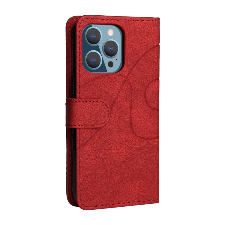 For iPhone 13 Pro Dual-color Splicing Horizontal Flip PU Leather Case with Holder & Card Slots & Wallet