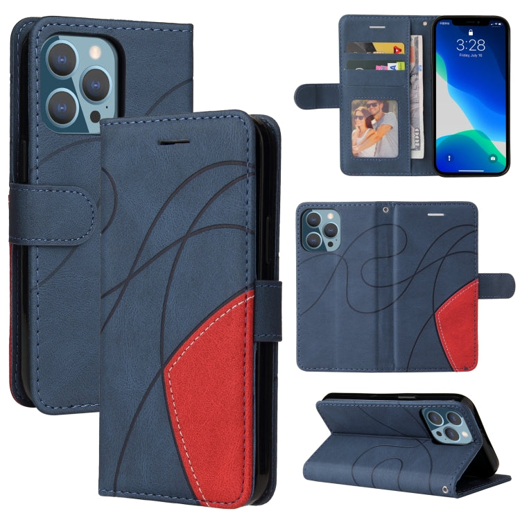 For iPhone 13 Pro Dual-color Splicing Horizontal Flip PU Leather Case with Holder & Card Slots & Wallet