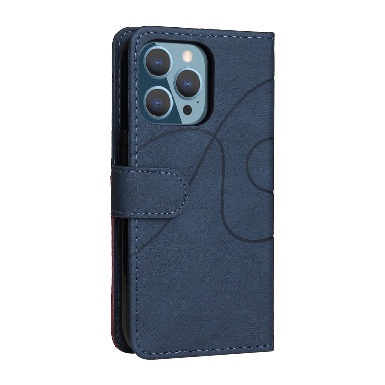 For iPhone 13 Pro Dual-color Splicing Horizontal Flip PU Leather Case with Holder & Card Slots & Wallet