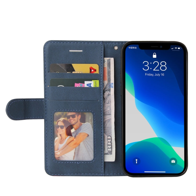 For iPhone 13 Pro Dual-color Splicing Horizontal Flip PU Leather Case with Holder & Card Slots & Wallet