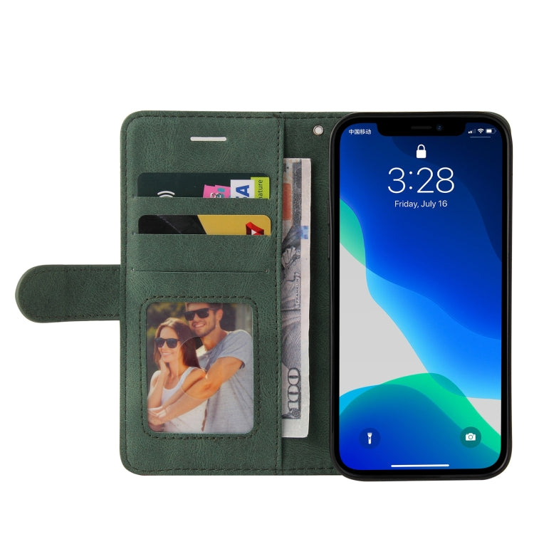 For iPhone 13 Pro Dual-color Splicing Horizontal Flip PU Leather Case with Holder & Card Slots & Wallet
