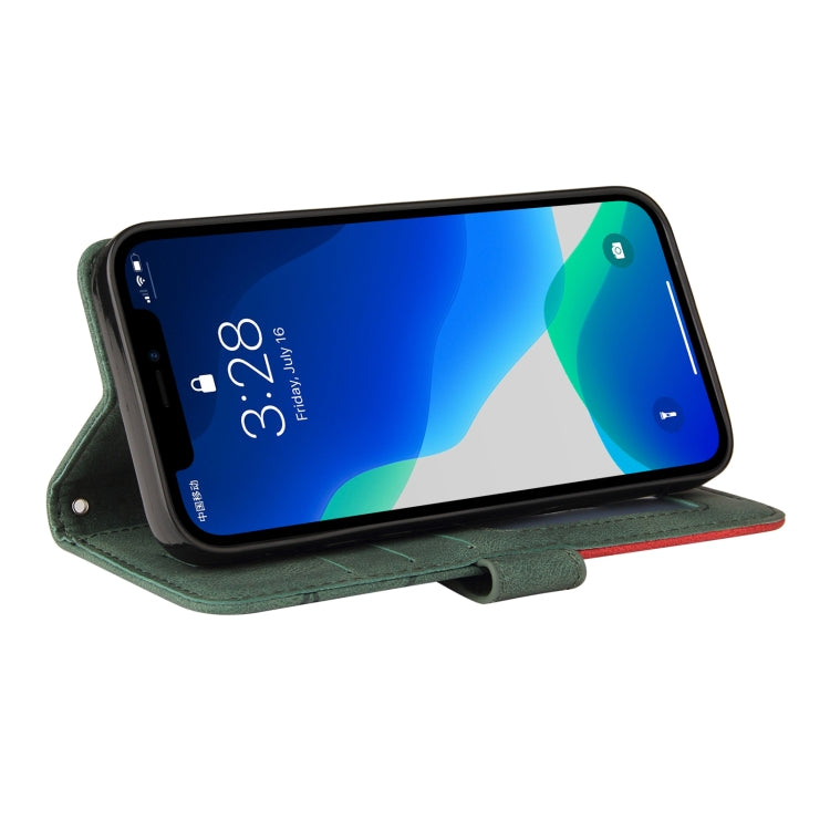 For iPhone 13 Pro Dual-color Splicing Horizontal Flip PU Leather Case with Holder & Card Slots & Wallet