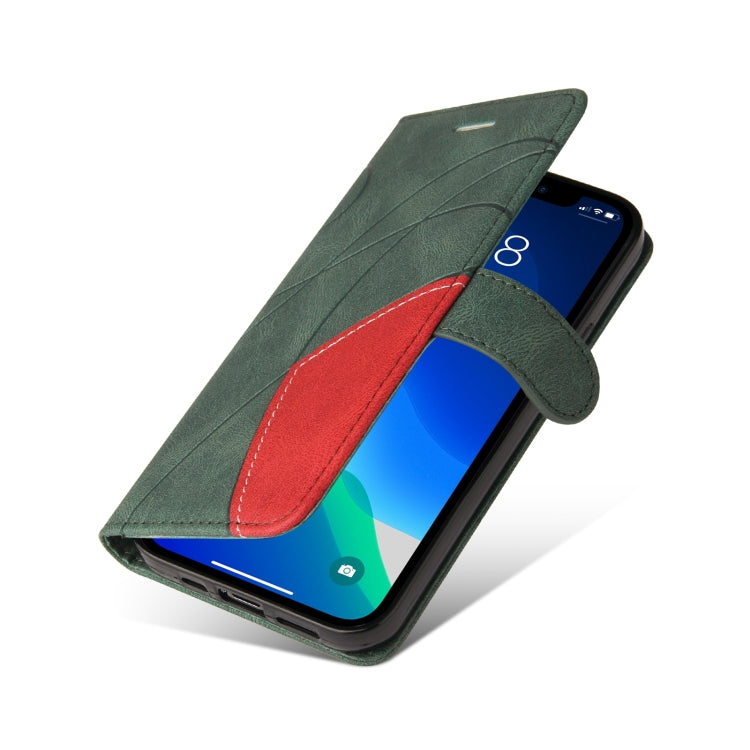 For iPhone 13 Pro Dual-color Splicing Horizontal Flip PU Leather Case with Holder & Card Slots & Wallet
