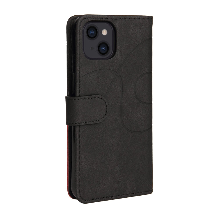 For iPhone 13 Dual-color Splicing Horizontal Flip PU Leather Case with Holder & Card Slots & Wallet