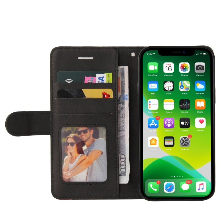 For iPhone 13 Dual-color Splicing Horizontal Flip PU Leather Case with Holder & Card Slots & Wallet