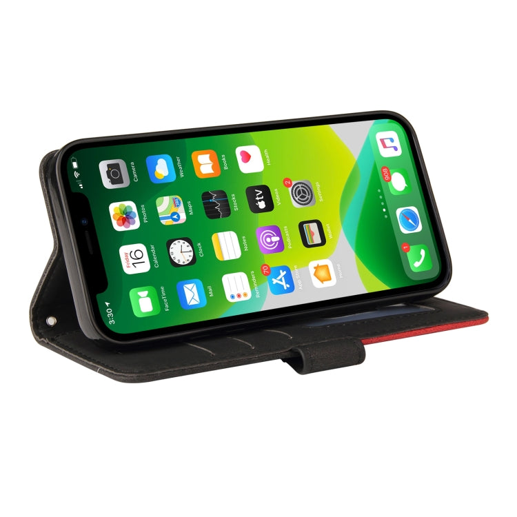 For iPhone 13 Dual-color Splicing Horizontal Flip PU Leather Case with Holder & Card Slots & Wallet