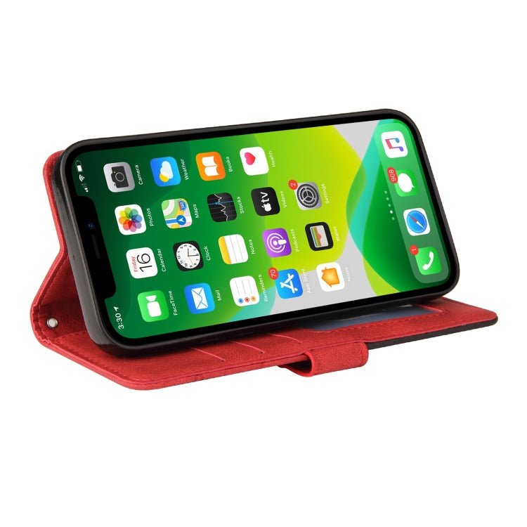For iPhone 13 Dual-color Splicing Horizontal Flip PU Leather Case with Holder & Card Slots & Wallet
