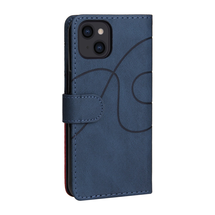For iPhone 13 Dual-color Splicing Horizontal Flip PU Leather Case with Holder & Card Slots & Wallet