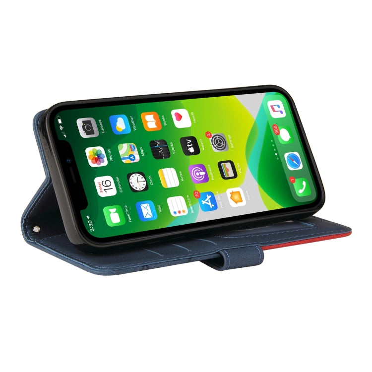 For iPhone 13 Dual-color Splicing Horizontal Flip PU Leather Case with Holder & Card Slots & Wallet