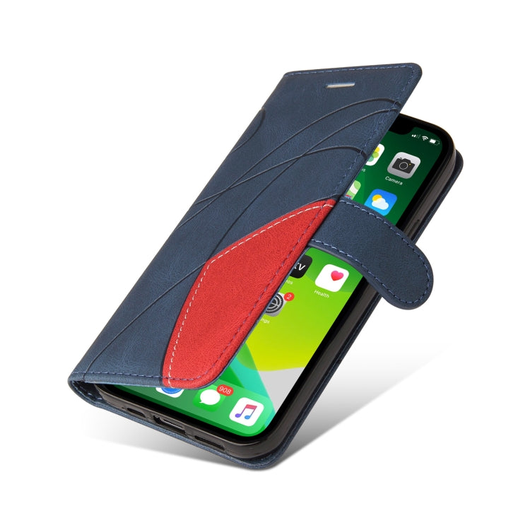 For iPhone 13 Dual-color Splicing Horizontal Flip PU Leather Case with Holder & Card Slots & Wallet