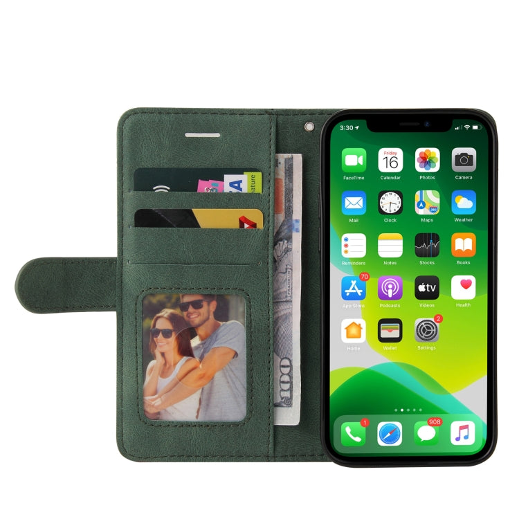 For iPhone 13 Dual-color Splicing Horizontal Flip PU Leather Case with Holder & Card Slots & Wallet