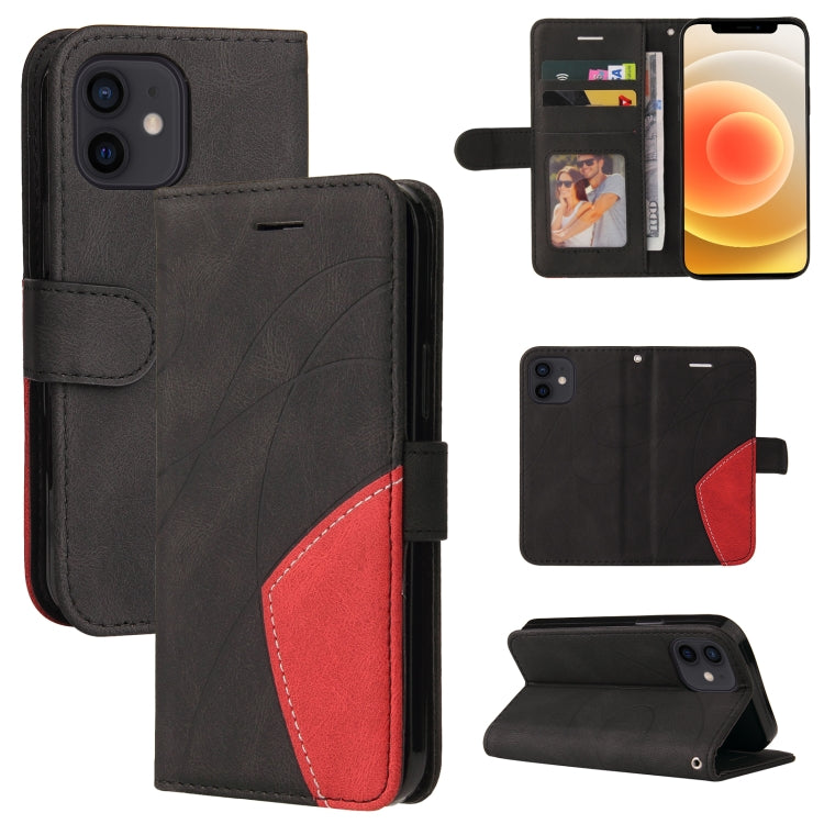 For iPhone 13 mini Dual-color Splicing Horizontal Flip PU Leather Case with Holder & Card Slots & Wallet