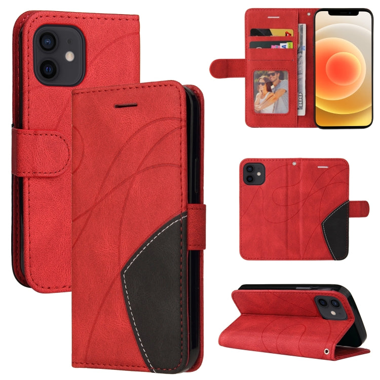 For iPhone 13 mini Dual-color Splicing Horizontal Flip PU Leather Case with Holder & Card Slots & Wallet