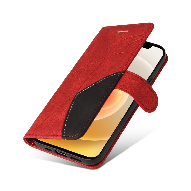 For iPhone 13 mini Dual-color Splicing Horizontal Flip PU Leather Case with Holder & Card Slots & Wallet