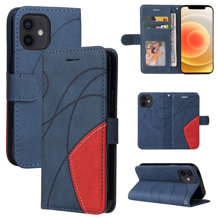 For iPhone 13 mini Dual-color Splicing Horizontal Flip PU Leather Case with Holder & Card Slots & Wallet