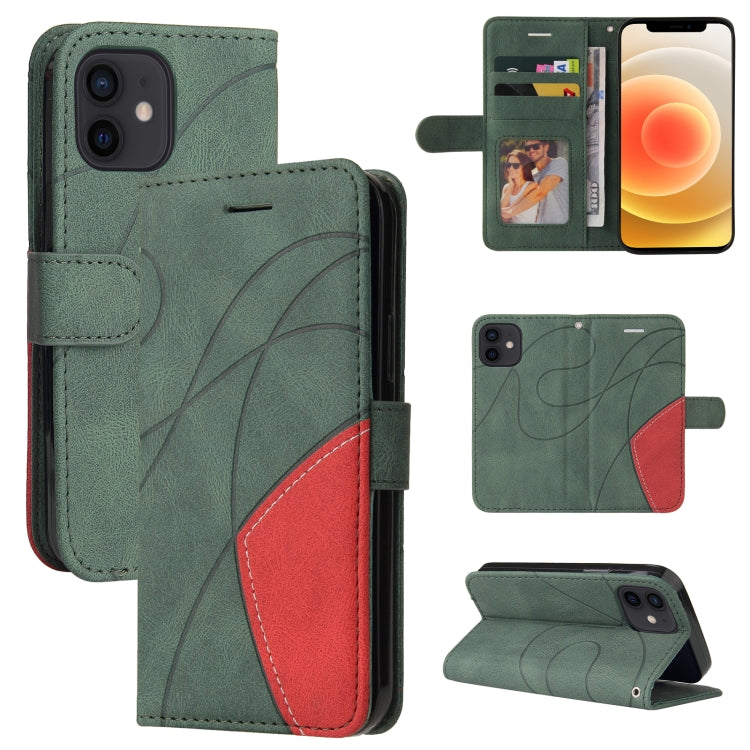 For iPhone 13 mini Dual-color Splicing Horizontal Flip PU Leather Case with Holder & Card Slots & Wallet