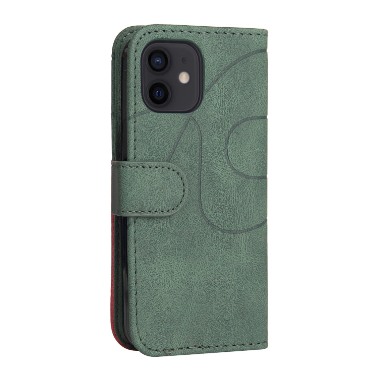 For iPhone 13 mini Dual-color Splicing Horizontal Flip PU Leather Case with Holder & Card Slots & Wallet