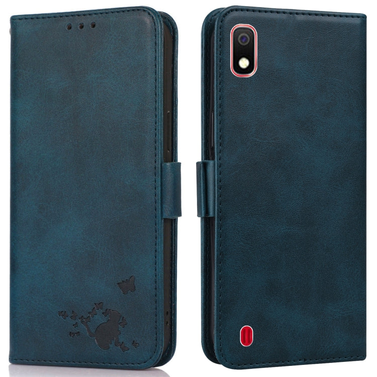 For Samsung Galaxy A10 / M10 Embossed Cat Butterflies Pattern Horizontal Flip Leather Case with Card Slot & Holder & Wallet
