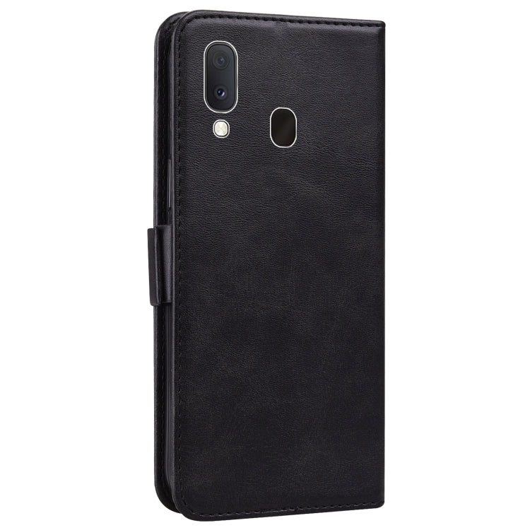 For Samsung Galaxy A20e Embossed Cat Butterflies Pattern Horizontal Flip Leather Case with Card Slot & Holder & Wallet