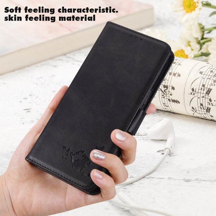 For Samsung Galaxy A20e Embossed Cat Butterflies Pattern Horizontal Flip Leather Case with Card Slot & Holder & Wallet