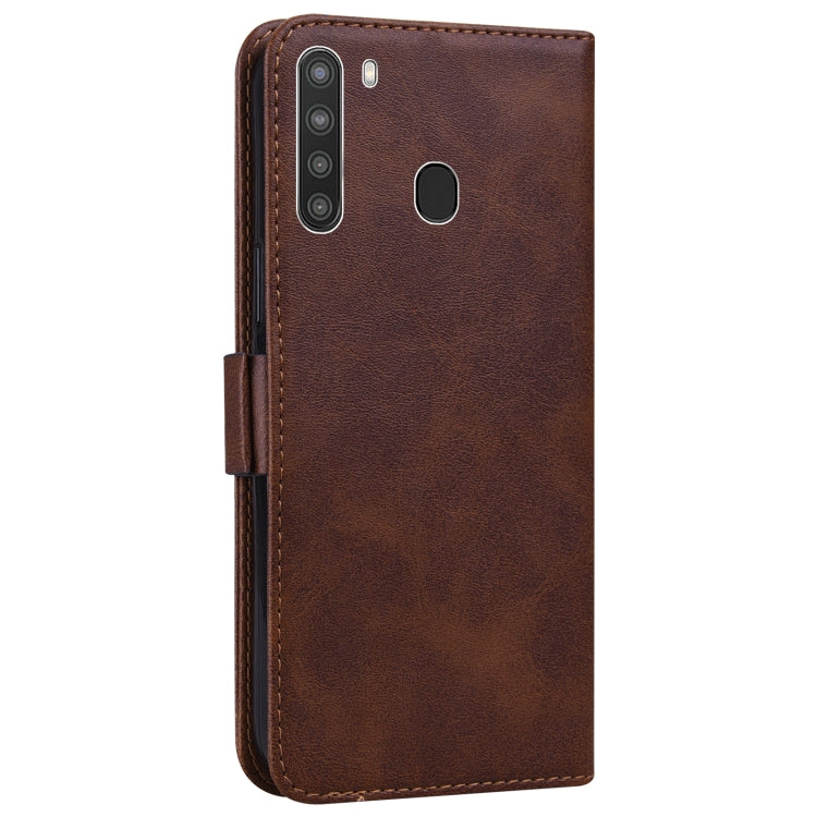 For Samsung Galaxy A21 Embossed Cat Butterflies Pattern Horizontal Flip Leather Case with Card Slot & Holder & Wallet