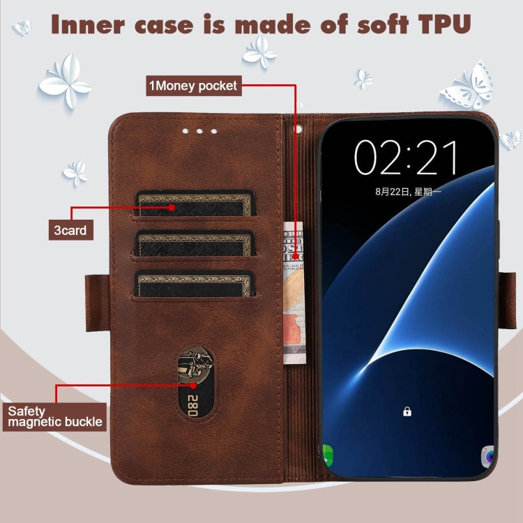 For Samsung Galaxy A21 Embossed Cat Butterflies Pattern Horizontal Flip Leather Case with Card Slot & Holder & Wallet