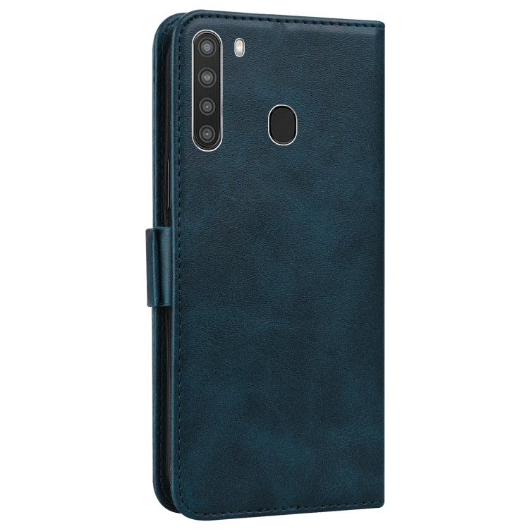 For Samsung Galaxy A21 Embossed Cat Butterflies Pattern Horizontal Flip Leather Case with Card Slot & Holder & Wallet
