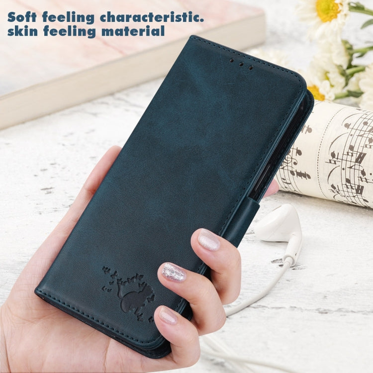 For Samsung Galaxy A21 Embossed Cat Butterflies Pattern Horizontal Flip Leather Case with Card Slot & Holder & Wallet
