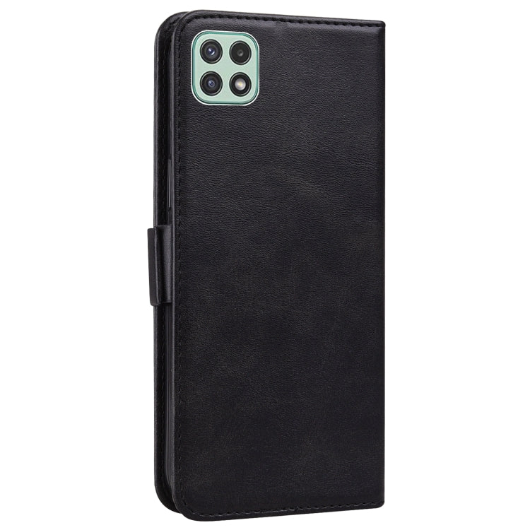 For Samsung Galaxy A22 5G Embossed Cat Butterflies Pattern Horizontal Flip Leather Case with Card Slot & Holder & Wallet