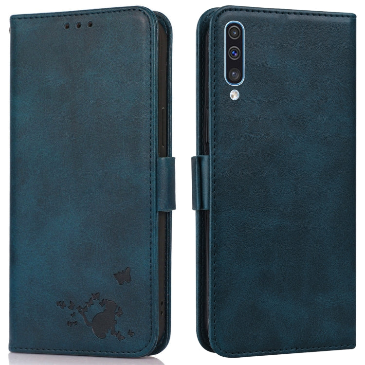 For Samsung Galaxy A30s EU Version Embossed Cat Butterflies Pattern Horizontal Flip Leather Case with Card Slot & Holder & Wallet