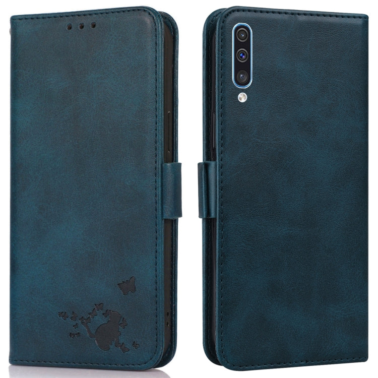 For Samsung Galaxy A30s / A50s / A50 Embossed Cat Butterflies Pattern Horizontal Flip Leather Case with Card Slot & Holder & Wallet