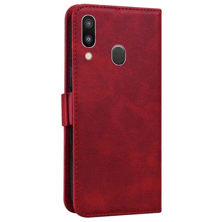 For Samsung Galaxy A40 Embossed Cat Butterflies Pattern Horizontal Flip Leather Case with Card Slot & Holder & Wallet