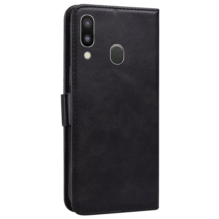 For Samsung Galaxy A40 Embossed Cat Butterflies Pattern Horizontal Flip Leather Case with Card Slot & Holder & Wallet