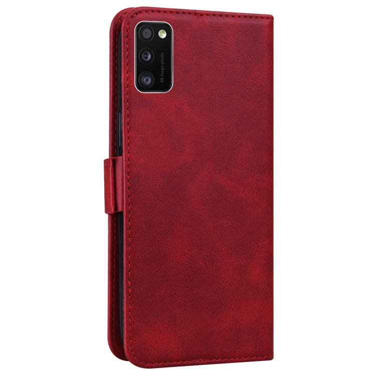 For Samsung Galaxy A41 Embossed Cat Butterflies Pattern Horizontal Flip Leather Case with Card Slot & Holder & Wallet
