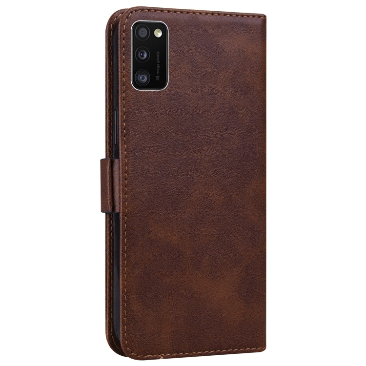 For Samsung Galaxy A41 Embossed Cat Butterflies Pattern Horizontal Flip Leather Case with Card Slot & Holder & Wallet