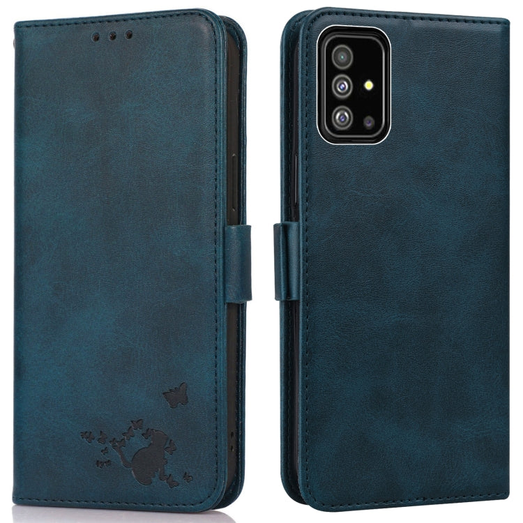 For Samsung Galaxy A71 4G Embossed Cat Butterflies Pattern Horizontal Flip Leather Case with Card Slot & Holder & Wallet