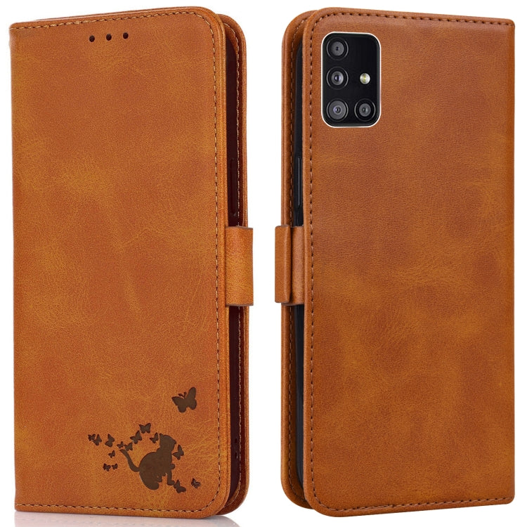 For Samsung Galaxy A71 5G / A Quantum Embossed Cat Butterflies Pattern Horizontal Flip Leather Case with Card Slot & Holder & Wallet
