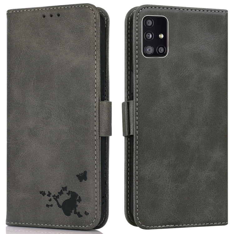 For Samsung Galaxy A71 5G / A Quantum Embossed Cat Butterflies Pattern Horizontal Flip Leather Case with Card Slot & Holder & Wallet